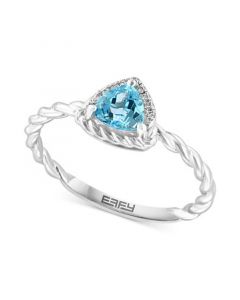 EFFY® Blue Topaz (1/2 ct. t.w.) & Diamond Accent Trillion Rope Ring in Sterling Silver