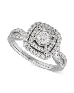 Diamond Double Halo Engagement Ring (3/4 ct. t.w.) in 10k White Gold