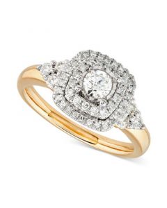 Diamond Double Halo Engagement Ring (5/8 ct. t.w.) in 10k Gold