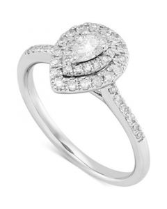 Diamond Pear Halo Engagement Ring (1/2 ct. t.w.) in 14k White Gold