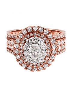 Diamond Oval Multi-Halo Engagement Ring (1-1/2 ct. t.w.) in 14k Rose Gold