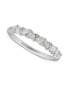 Diamond Marquise & Round Band (1/2 ct. t.w.) in 14k White Gold