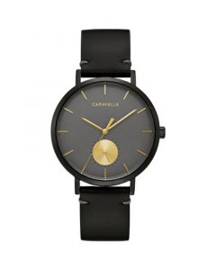 Men's Black Leather Strap Watch 40mm