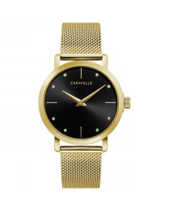 Women's Crystal Accent Gold Tone Stainless Steel Mesh Bracelet Watch 36mm