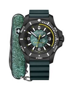 Men's I.N.O.X. Professional Diver Blue Green Rubber Strap Watch 45mm Gift Set