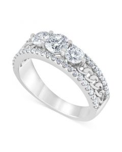 Diamond Three Stone Chain Link Ring (1-1/4 ct. t.w.) in 14k White Gold