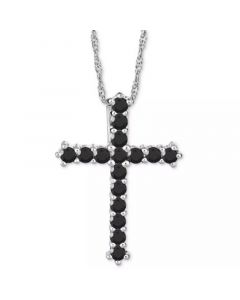 Onyx Cross 18" Pendant Necklace in Sterling Silver (Also in Turquoise)