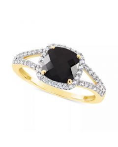 Cultured Freshwater Pearl & Lab-Created White Sapphire (1/4 ct. t.w.) Halo Ring in 10k Gold (Also in Onyx)