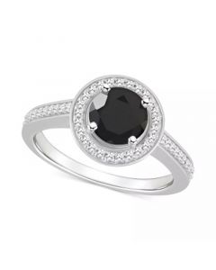 Cultured Freshwater Pearl & Diamond (1/5 ct. t.w.) Halo Ring in Sterling Silver (Also in Onyx, Labradorite & Turquoise)