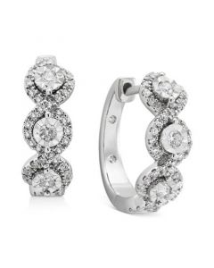 Diamond Triple Halo Huggie Hoop Earrings (1/2 ct. t.w.) in 10k White Gold