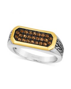 Men's Chocolate Quartz Cluster Ring (1/2 ct. t.w.) in 14k Gold & Sterling Silver