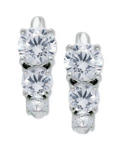 Cubic Zirconia Graduated Small Huggie Hoop Earrings, 0.625", Created for Macy's