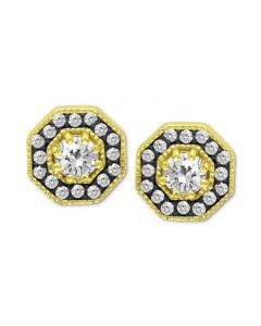 Cubic Zirconia Octagon Stud Earrings in 18k Gold-Plated Sterling, Created for Macy's