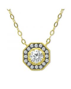 Cubic Zirconia Octagon Halo Pendant Necklace in 18k Gold-Plated Sterling Silver 16" + 2" extender, Created for Macy's