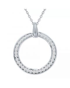 Cubic Zirconia Open Circle Pendant Necklace, 16" + 2" extender, Created for Macy's