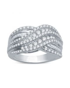 Diamond Multirow Crossover Statement Ring (1 ct. t.w.) in Sterling Silver