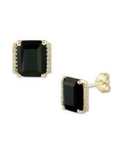 Onyx & Diamond Accent Stud Earrings in 14k Gold