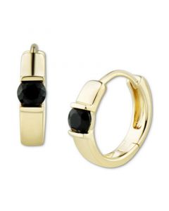 Onyx Huggie Hoop Earrings in 14k Gold