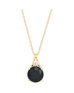 Onyx & Diamond Accent 18" Pendant Necklace in 14k Gold