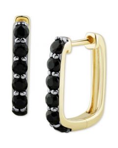 Onyx Square Hoop Earrings in 14k Gold