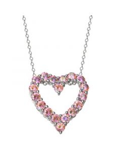 Pink Cubic Zirconia Open Heart 18" Pendant Necklace in Sterling Silver, Created for Macy's