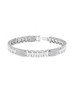 Men's Diamond Cluster Wide Link Chain Bracelet (2 ct. t.w.) in 10k White Gold