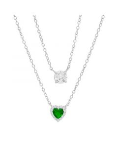 Ruby (5/8 ct. t.w.) & Lab-Created White Sapphire (1 ct. t.w.) 16" Layered Necklace in Sterling Silver (Also in Lab-Created Green Quartz)