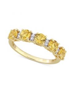 Citrine (1-2/5 ct. t.w.) & White Topaz (1/8 ct. t.w.) Ring in Gold-Plated Sterling Silver