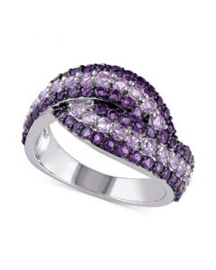 Amethyst (4/5 ct. t.w.) & Rose De France (3/4 ct. t.w.) Swirl Ring in Sterling Silver