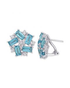 Blue & White Topaz Cluster Stud Earrings (5-1/8 ct. t.w.) in Sterling Silver