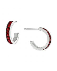 Red Crystal Small Hoop Earrings in Sterling Silver, 0.59", Created for Macy's