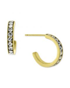 Crystal Small Hoop Earrings in 18k Gold-Plated Sterling Silver, 0.59", Created for Macy's