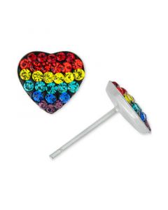 Crystal Rainbow Heart Stud Earrings in Sterling Silver, Created for Macy's