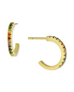 Rainbow Cubic Zirconia Small Hoop Earrings in 18k Gold-Plated Sterling Silver, Created for Macy's