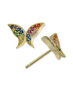 Rainbow Cubic Zirconia Butterfly Stud Earrings in 18k Gold-Plated Sterling Silver, Created for Macy's