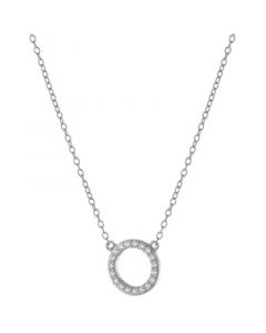 Cubic Zirconia Circle Pendant Necklace, 16" + 2" extender, Created for Macy's