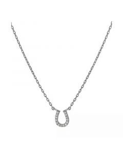 Cubic Zirconia Horseshoe Pendant Necklace in 18k Gold-Plated Sterling Silver, 16" + 2" extender, Created for Macy's