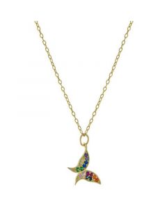 Cubic Zirconia Butterfly Pendant Necklace in 18k Gold-Plated Sterling Silver, 16" + 2" extender, Created for Macy's