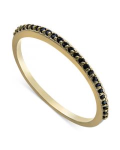 Black Spinel Narrow Band in 18k Gold-Plated Sterling Silver, Created for Macy's