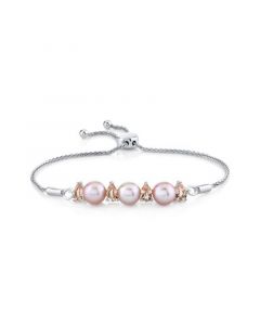 White Cultured Freshwater Pearl (7mm) & Tanzanite (1-3/4 ct. t.w.) Bolo Bracelet in Sterling Silver. (Also in Pink Cultured Freshwater Pearl & Morganite)