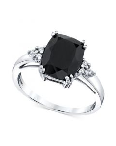 Onyx & Diamond Accent Ring in Sterling Silver