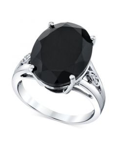 Onyx & Diamond Accent Statement Ring in Sterling Silver