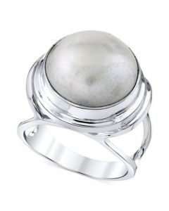 Cultured Mabe Freshwater Pearl (12mm) Statement Ring in Sterling Silver