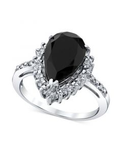 Onyx & Diamond (1/4 ct. t.w.) Halo Ring in Sterling Silver