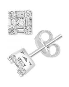 EFFY® Diamond Multi-Cut Cluster Stud Earrings (1/2 ct. t.w.) in 14k White Gold