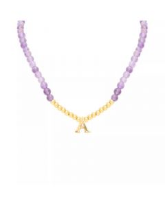 Amethyst Bead Initial 18" Pendant Necklace (63-5/8 ct. t.w.) in Gold-Plated Sterling Silver