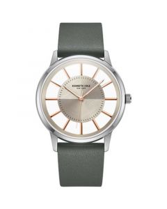 Men's Transparency Gray Leather Strap Watch 42mm