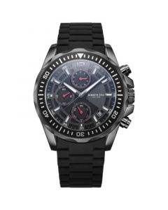 Men's Chronograph Black Silicone Strap Watch 43mm