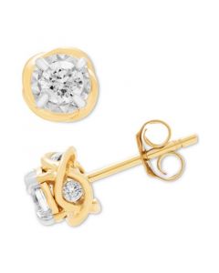 Diamond Stud Swirl Earrings (1/2 ct. t.w.) in 14k Two-Tone Gold