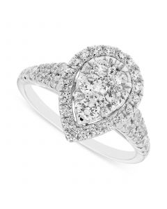 Diamond Teardrop Cluster Halo Engagement Ring (1 ct. t.w.) in 14k White Gold